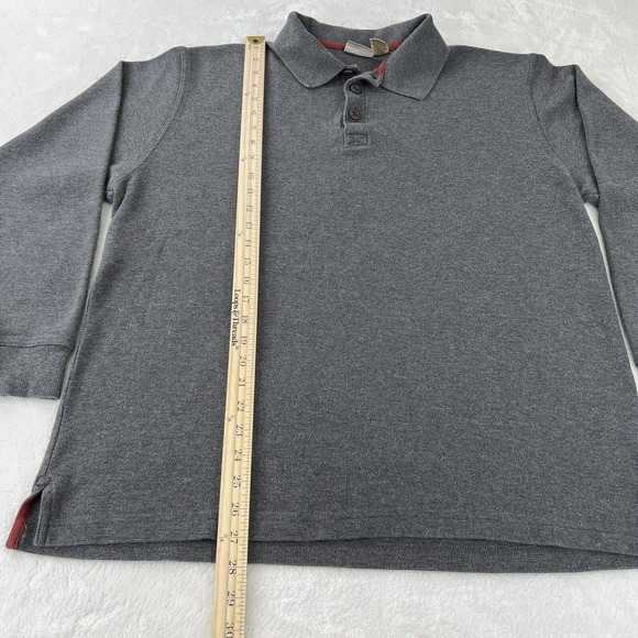 L.L Bean Long Sleeve Waffle Polo Shirt Collared Gray Cotton Mens‎ Large Tall - Picture 11 of 12
